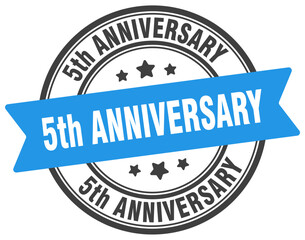 5th anniversary stamp. 5th anniversary label on transparent background. round sign