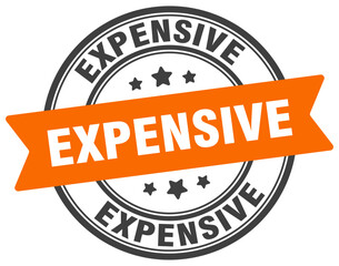 expensive stamp. expensive label on transparent background. round sign