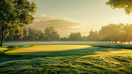 Peaceful early morning on golf course