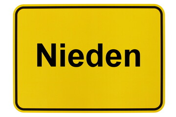 Illustration eines Ortsschildes der Gemeinde Nieden in Mecklenburg-Vorpommern