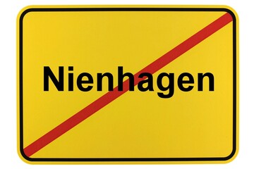 Illustration eines Ortsschildes der Gemeinde Nienhagen in Mecklenburg-Vorpommern