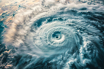 Aerial view of powerful cyclone - obrazy, fototapety, plakaty