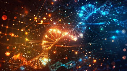 An abstract vector background illustrating futuristic DNA technology elements