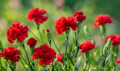 Obraz premium red carnation flowers, Generative AI 