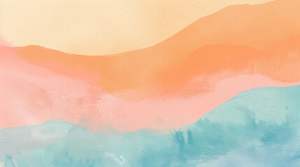 Soft orange, pink, and blue hues gently blend, mimicking a pastel-colored sunrise. - obrazy, fototapety, plakaty