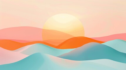 Fototapeta na wymiar Soft orange, pink, and blue hues gently blend, mimicking a pastel-colored sunrise.