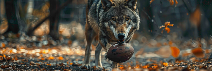 a Wolf playing with football beautiful animal photography like living creature - obrazy, fototapety, plakaty