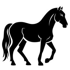 Obraz premium Simple horse isolated black flat icon.