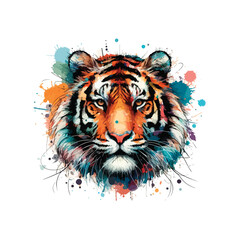 Tiger Head Watercolor Illustration for T-shirt Print