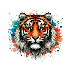 Tiger Head Watercolor Illustration for T-shirt Print