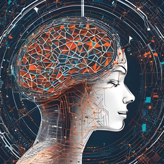 Concept of thinking,Cybernetic intelligent brain,AI in medicine and health,Intelligent AI learning system, Concept of use of data and algorithms, Cybernetic intelligent brain.