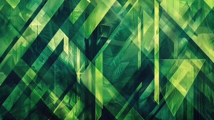 Craft an image of refreshing green geometry with an abstract background adorned by energetic geometric stripes