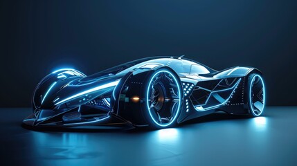 Future car wallpaper, Futuristic car images, future technology cars, futuristic electric car on blue background, black futuristic electric car with blue light