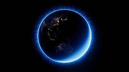 青いデジタルの地球