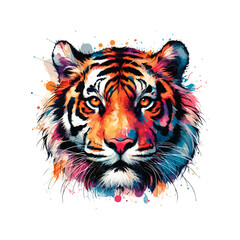 Tiger Head Watercolor Illustration for T-shirt Print