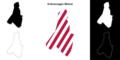 Androscoggin County (Maine) outline map set