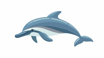 Cartoon funny dolphin jumping flat vector