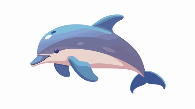 Cartoon funny dolphin jumping flat vector