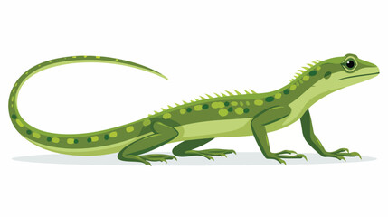 Cartoon funny green lizard posing isolated on white background