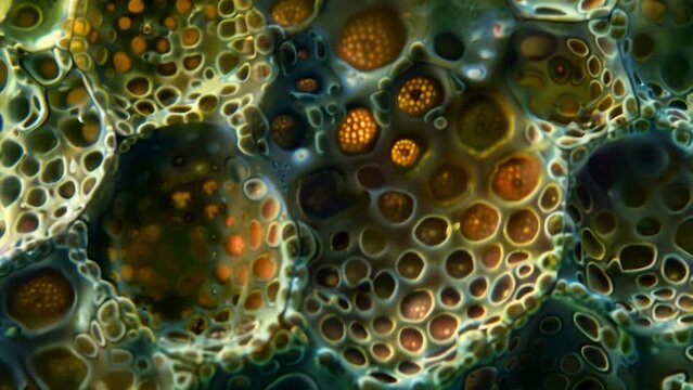 Microscopic image of a clubmoss spore showcasing its unique shape and intricate pattern. . AI generation.