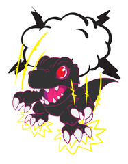 dinosaur attack  illustration design for sukajan is mean japan traditional cloth or t-shirt with digital hand drawn Embroidery Men T-shirts Summer Casual Short Sleeve Hip Hop T Shirt Streetwear
