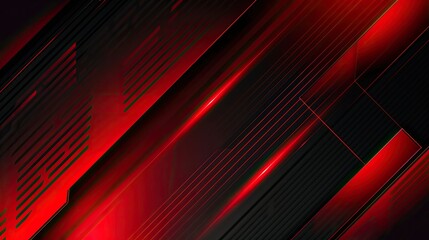 Craft an image of technological elegance with an abstract dark red and black geometric background,...