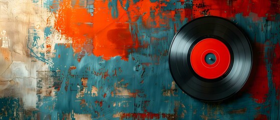 Abstract Melody: Vinyl on Artistic Backdrop. Concept Abstract Art, Vinyl Records, Melodic Inspiration, Artistic Backdrop, Music Vibes