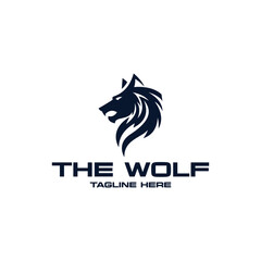 A sleek and powerful wolf logo design, representing strength and elegance