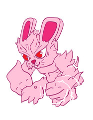 monster rabbit illustration design for sukajan is mean japan traditional cloth or t-shirt with digital hand drawn Embroidery Men T-shirts Summer Casual Short Sleeve Hip Hop T Shirt Streetwear
