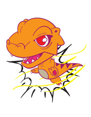 dinosaur attack  illustration design for sukajan is mean japan traditional cloth or t-shirt with digital hand drawn Embroidery Men T-shirts Summer Casual Short Sleeve Hip Hop T Shirt Streetwear
