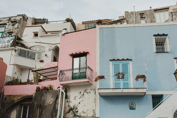 Colorful historic buildings in old European town of Procida Island, Italy - 780306965