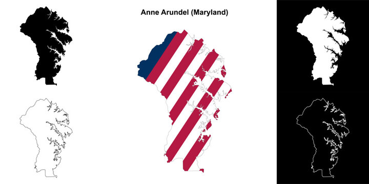Anne Arundel County (Maryland) outline map set