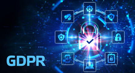 GDPR Data Protection Regulation European Law Cyber security compliance. 3d illustration