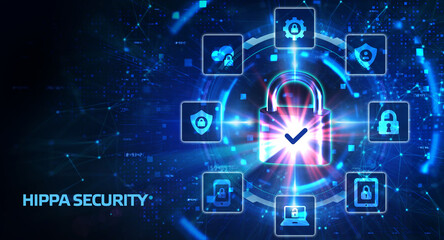Cyber security data protection business technology privacy concept. Hippa Security. 3d illustration