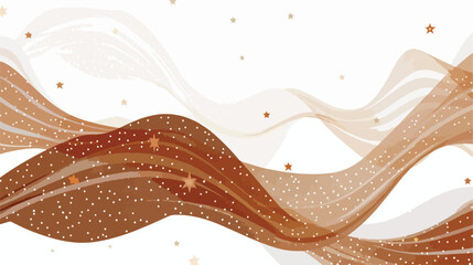 Abstract brown background with waves and stars. flat vector