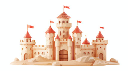 Vector realistic sand castle fort or fortress - obrazy, fototapety, plakaty
