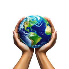 Concept - healing the Earth. Globe in hands. Illustration on a transparent background.