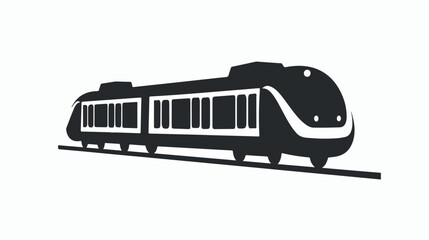 Black train icon flat vector isolated on white background