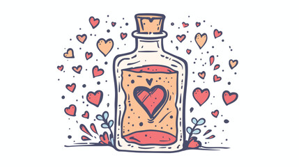 Bottle of potion or love drink decorated with heart - obrazy, fototapety, plakaty