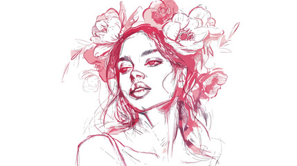 Obraz na płótnie Canvas Beautiful young woman in flower wreath. Portrait girl.