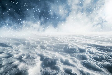 Barren Landscape Enveloped by Fierce Snow Squall - obrazy, fototapety, plakaty