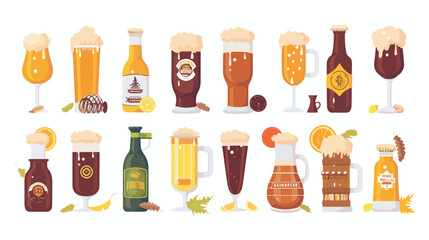 Beer festival oktoberfest with set of icons vector ill
