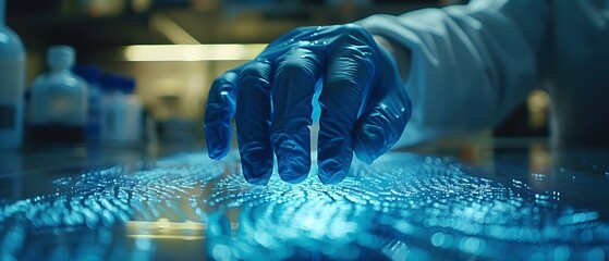 Lab Analyst Traces Fingerprints for Justice. Concept Forensic Science, Crime Scene Investigation, Fingerprint Analysis, Laboratory Techniques - obrazy, fototapety, plakaty