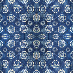 Seamless Repeat Shibori Indigo TieDye Hippie Batik Pattern Navy Indigo Ink Geometric Circles Stripes Dots Diamonds Flowers Exotic