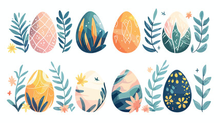 A set of Easter eggs with different textures and color