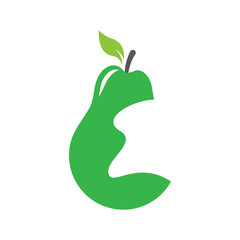 fresh and sweet green pear logo design