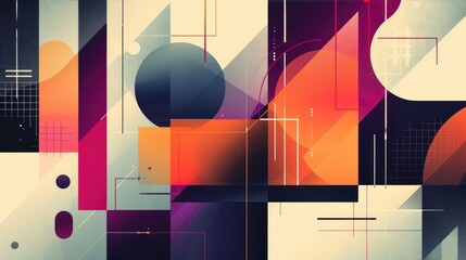 Design an abstract geometric background with shadowy lines, featuring modern shapes such as rectangles, squares, and fluid gradients