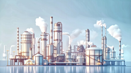 Obraz premium oil and gas power plant refinery with storage tanks facility for