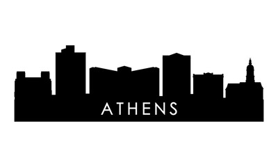 Athens, Georgia skyline silhouette. Black Athens city design isolated on white background.  - 780315992