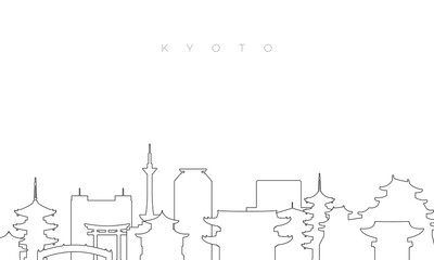 Outline Kyoto skyline. Trendy template with Kyoto buildings and landmarks in line style. Stock vector design.  - 780316166
